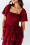 Eloise Tiered Ruffle Dress in Wine