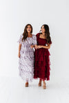 Eloise Tiered Ruffle Dress in Wine