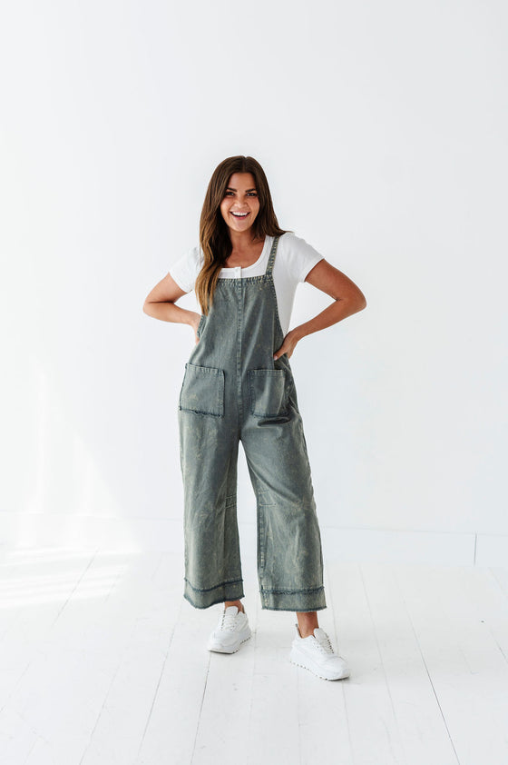 Leighton Overalls in Grey Blue