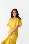 Lucia Embroidered Dress in Mustard