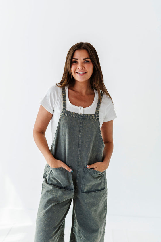 Leighton Overalls in Grey Blue