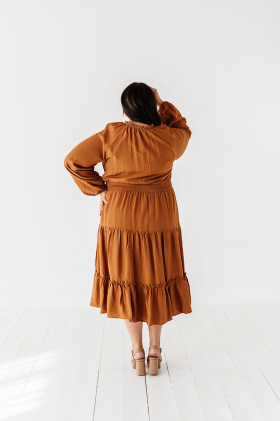 Kenzie Tiered Dress in Caramel