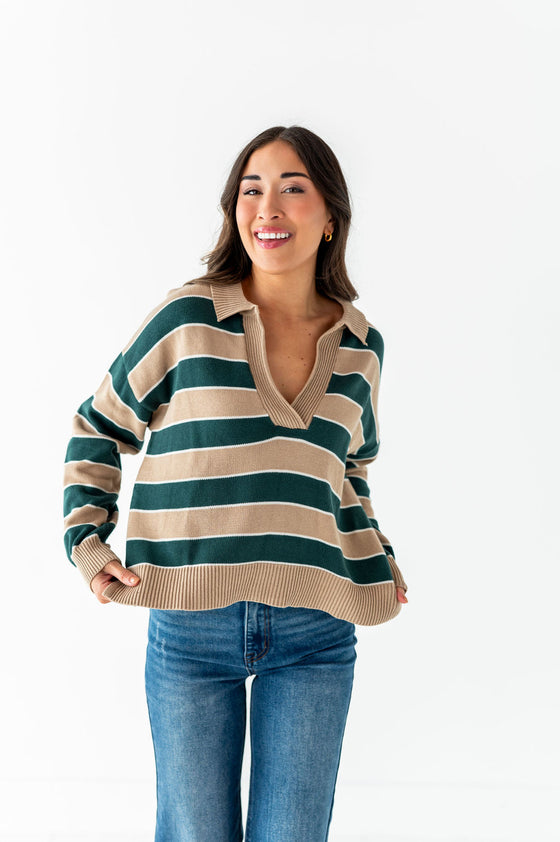 Cohen Striped Polo Sweater