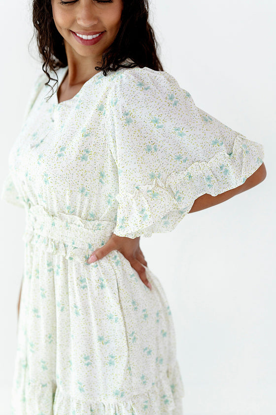 Aimee Floral Flutter Sleeve Dress