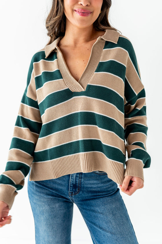 Cohen Striped Polo Sweater