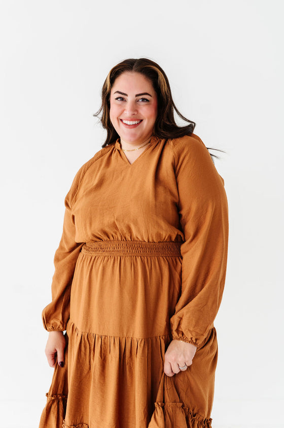 Kenzie Tiered Dress in Caramel