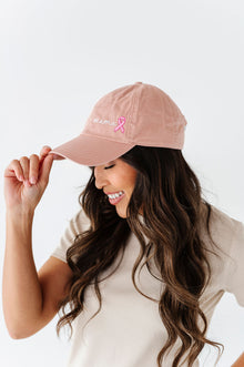  "Mama" Pink Ribbon Baseball Cap in Dusty Pink