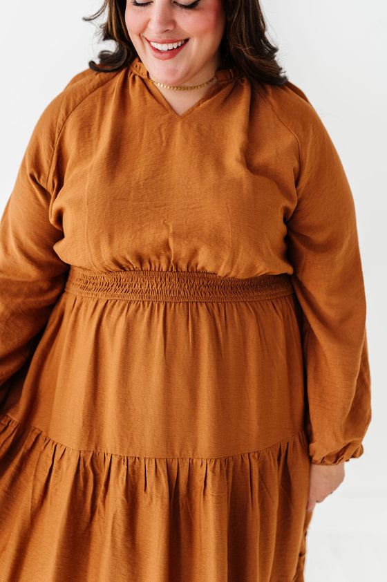 Kenzie Tiered Dress in Caramel