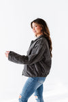 CeCe Quilted Denim Jacket in Charcoal