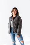 CeCe Quilted Denim Jacket in Charcoal