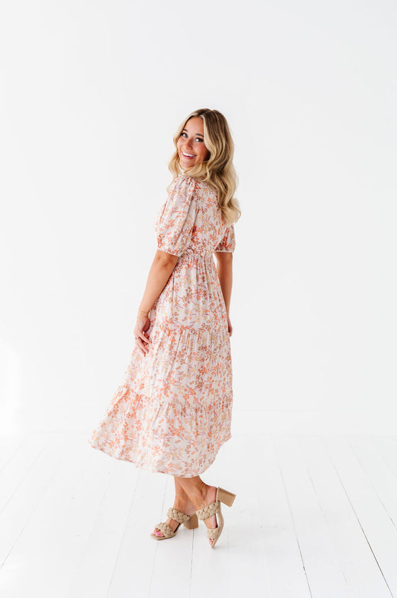 Fiona Floral Dress in Cream Multi