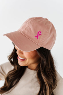  Pink Ribbon Baseball Cap in Dusty Pink