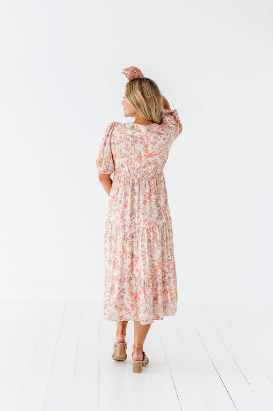 Fiona Floral Dress in Cream Multi