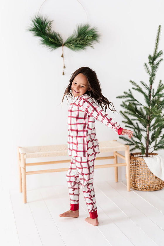 Children's Candy Cane Plaid Pajama Set
