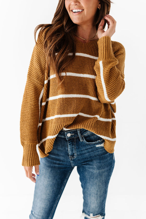 Kingston Striped Sweater in Camel
