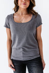 Everleigh Ribbed Top in Grey