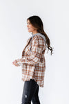 Dove Plaid Shacket in Camel