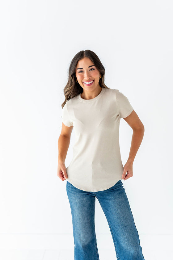 Ada Ribbed Top in Oatmeal