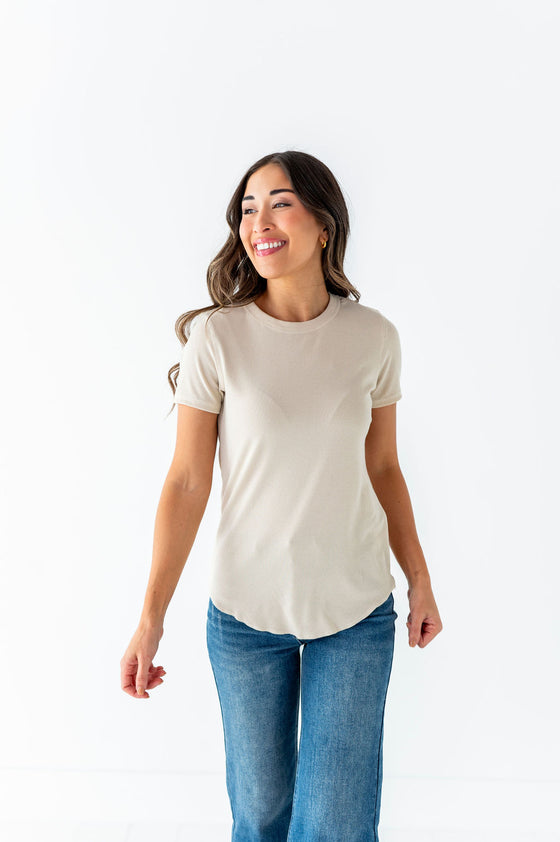 Ada Ribbed Top in Oatmeal