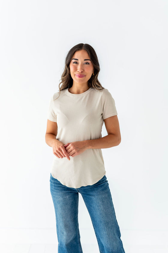 Ada Ribbed Top in Oatmeal