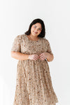 Evelyn Pleated Dress in Beige - Size 3X Left