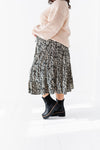Meadow Tiered Midi Skirt in Black