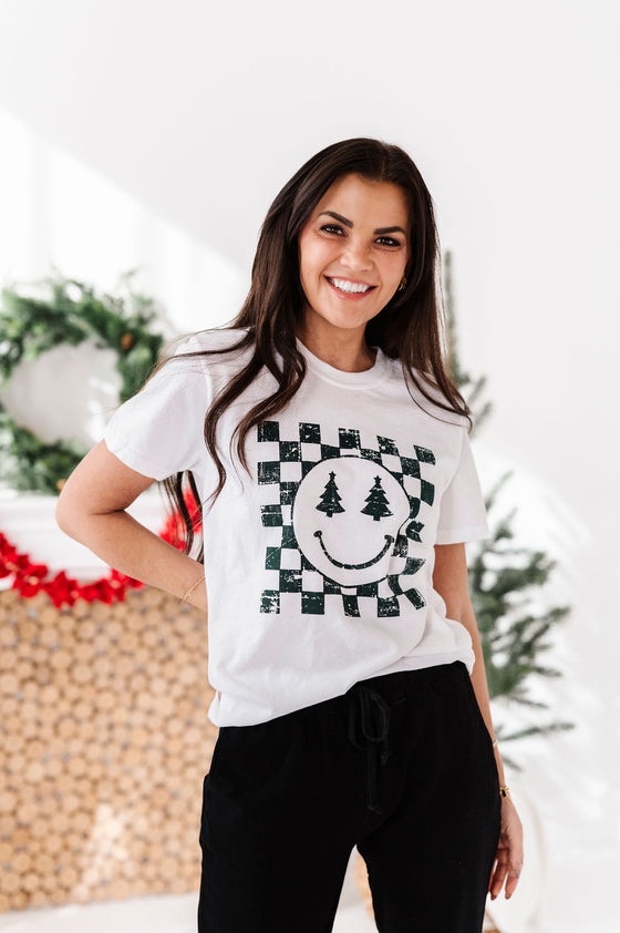 Christmas Smiles Graphic Tee in White