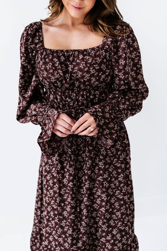 Holland Floral Dress in Chocolate