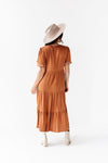 Amber Embroidered Dress in Caramel