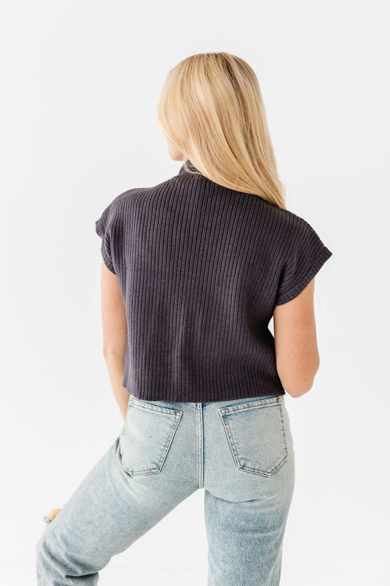 Rainee Sweater Top in Charcoal