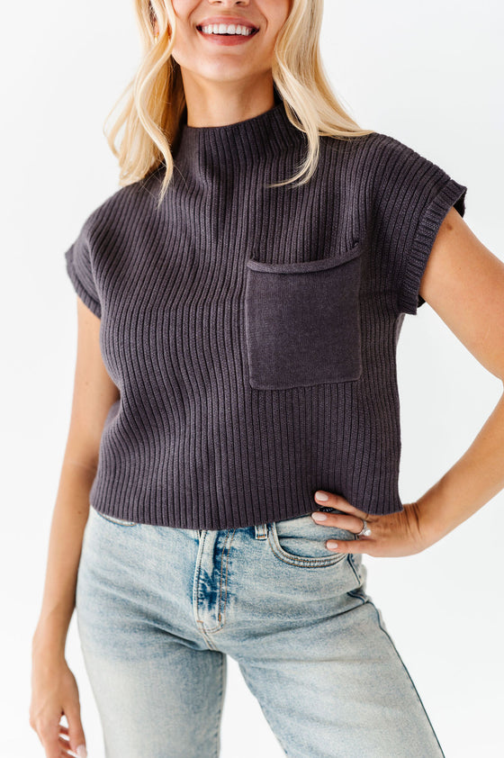 Rainee Sweater Top in Charcoal