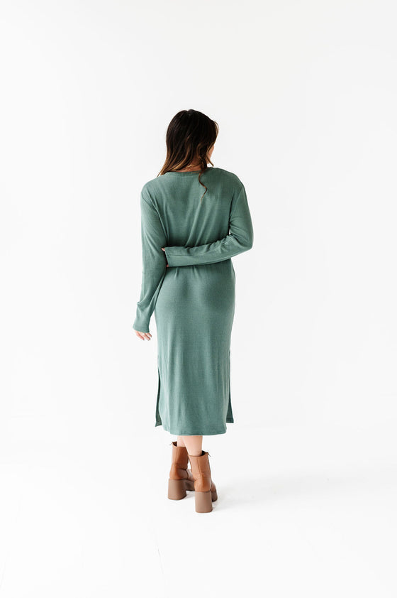 Brandi Knit Dress in Gray Green