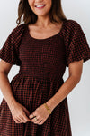 Xana Gingham Dress in Brick