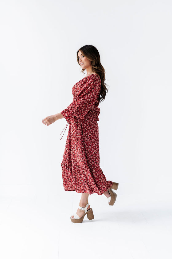 Holland Floral Dress in Brick