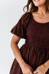 Xana Gingham Dress in Brick