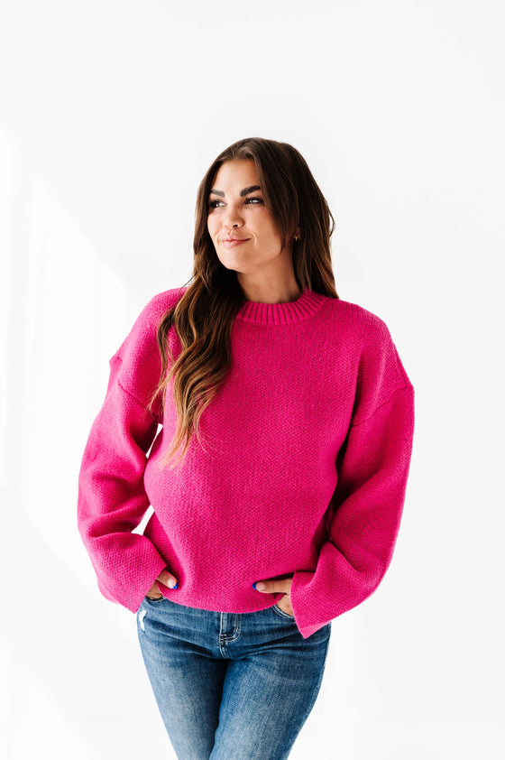 Sloane Knit Sweater in Fuschia