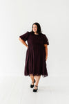 Mia Embroidered Smocked Dress in Plum