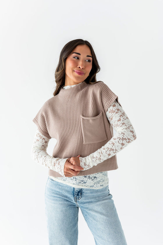 Ariana Sheer Lace Top in Cream