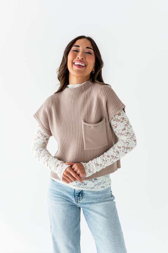 Rainee Sweater Top in Taupe