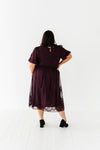 Mia Embroidered Smocked Dress in Plum