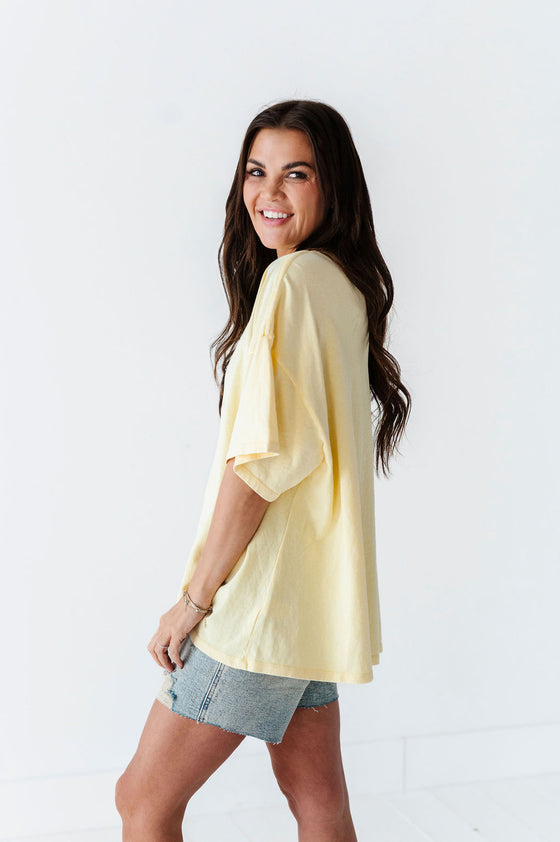 Lisa Oversized Boyfriend Tee in Pastel Yellow