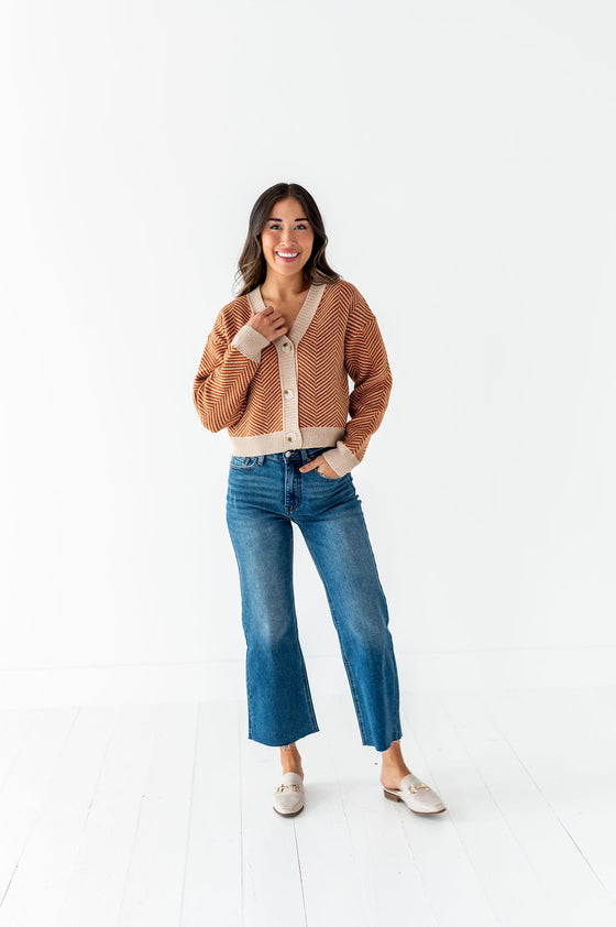 Ravi Cropped Cardigan in Rust