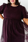 Mia Embroidered Smocked Dress in Plum