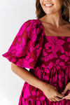 Natalie Floral Print Dress in Fuchsia