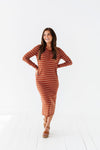 Willow Stripe Sweater Dress in Rust