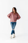 Anna Patchwork Sweater in Dusty Mauve