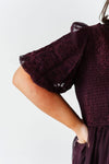 Mia Embroidered Smocked Dress in Plum