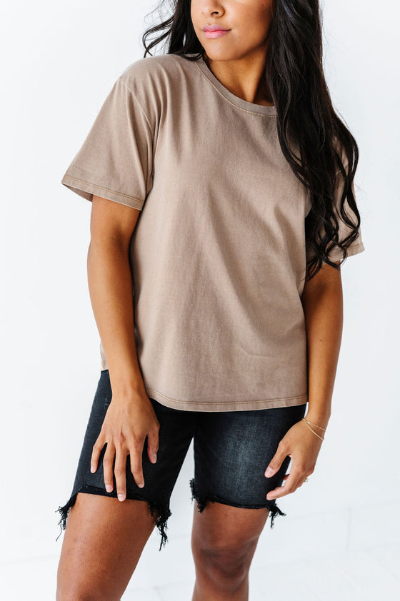 Dakota Crewneck Tee in Mocha