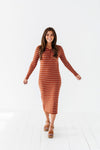 Willow Stripe Sweater Dress in Rust