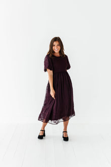  Mia Embroidered Smocked Dress in Plum